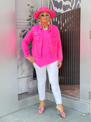 KEY WEST LINEN HOT PINK JACKET LULU-B