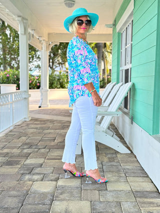 SPLASH OFF PINK ASYMMETRICAL TOP LULU-B