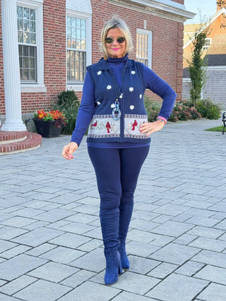 NAVY CABLE CARDNAL VEST Cathys Place