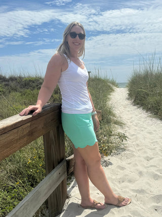 LULU-B SIESTA  GREEN SCALLOP SHORTS LULU-B