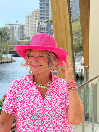 LULU B TROPIC PETALS HALF ZIPPER SHORT SLEEVE DRESS LULU-B