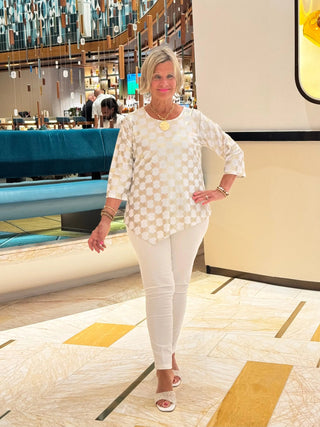 LULU-B GOLD & WHITE ASYMMETRIC TOP LULU-B