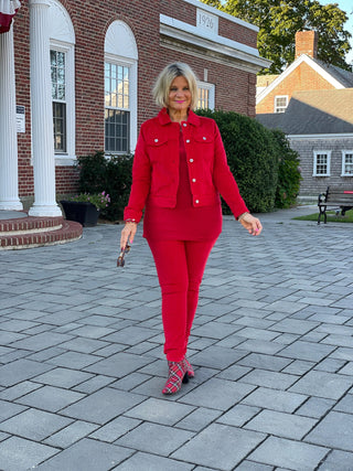 HOLIDAY RED VELOUR JACKET LULU-B