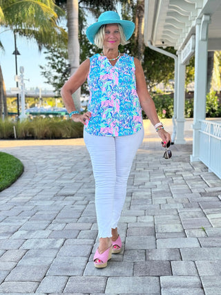 SPLASH OF PINK  SLEEVELESS V TOP LULU-B