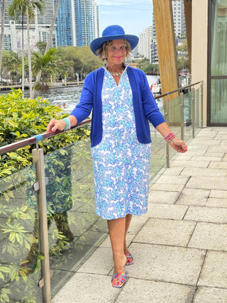 LULU B CORAL BREEZE MIDI SLEEVELESS 1/4 ZIP MAXI DRESS LULU-B