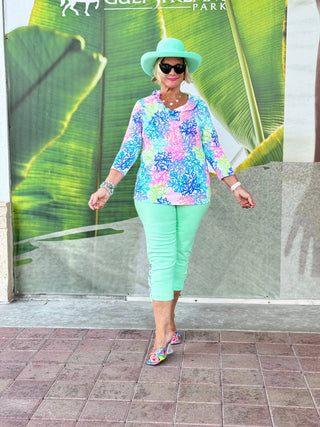 LULU-B CLEAR GREEN RHINESTONE CAPRI LULU-B
