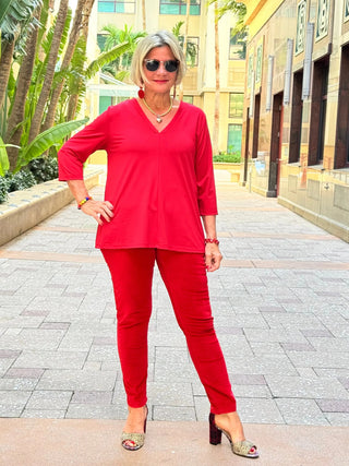 LULU-B RED TAILORED SLEEVE TOP LULU-B