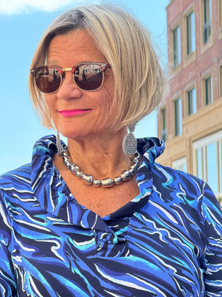 LULU-B SIZZLE BLUE RUFFLE TOP LULU-B