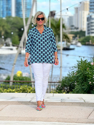 BLUE MEDALLION TUNIC LULU-B