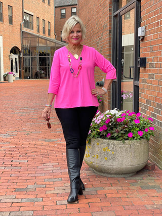 LULU-B HOT PINK TAILORED SLEEVE TOP LULU-B