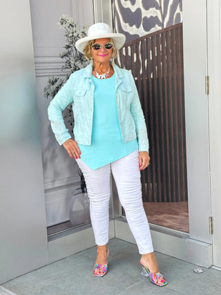 KEY WEST SEA FOAM LINEN JACKET LULU-B