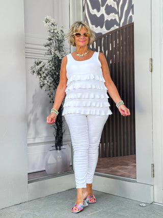 WHITE CHA CHA TANK TOP LULU-B