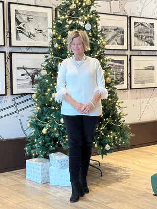 LULU-B WHITE CASHMERE FRINGE TOP LULU-B