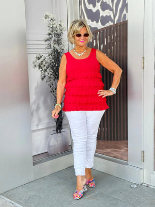 LULU-B CRIMSON RED CHA CHA TANK LULU-B