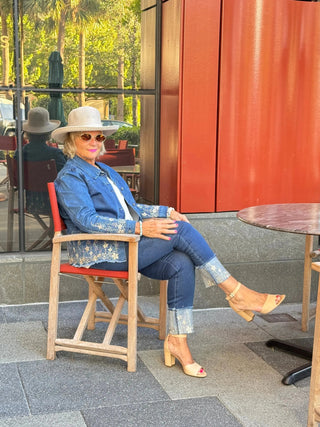 DENIM LACE FLOWER JACKET ETHYL JEANS