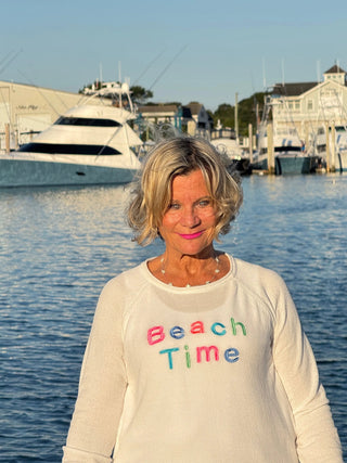 LULU-B WHITE BEACH TIME SWEATER LULU-B