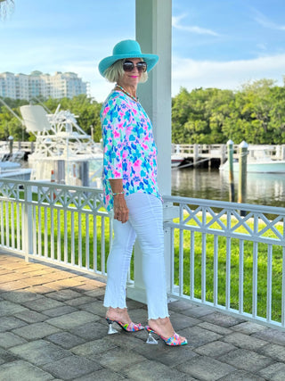 PINK PETALS ASYMMETRICAL TOP LULU-B