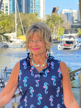 LULU B MIDNIGHT REEF SLEEVELESS RUFFLE TOP LULU-B