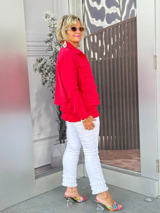 LULU-B CRIMSON RED LINEN JACKET LULU-B