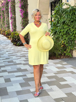 LULU-B SOLID SUNSHINE ELBOW DRESS LULU-B