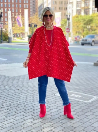 HOLIDAY RED BLING CAPE Accent fashions