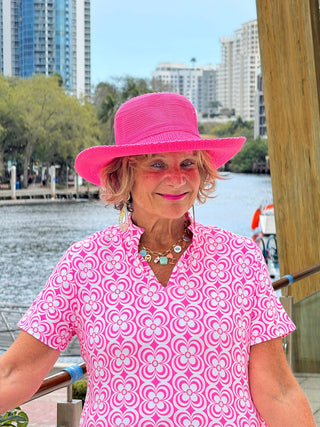 LULU B TROPIC PETALS MIDI SLEEVELESS 1/4 ZIP MAXI DRESS LULU-B