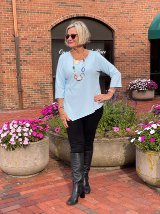 LULU-B SOFT BLUE ASYMMETRIC TOP LULU-B