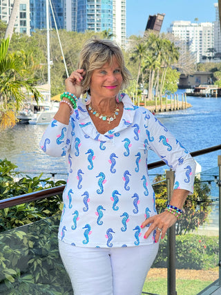 LULU B SHORELINE CHARM RUFFLE TOP LULU-B