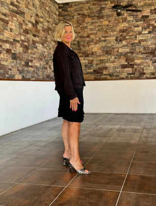 PERFECT BLACK RUFFLE DRESS LULU-B