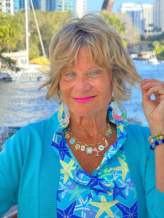 LULU B STARFISH SPLASH SLEEVELESS RUFFLE TOP LULU-B