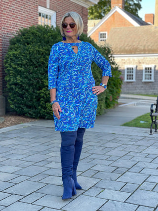 FANTASIA BLUE KEYHOLE BLU DRESS LULU-B