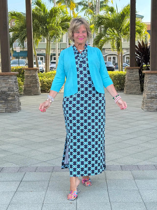BLUE MEDALLION RUFFLE MAXI LULU-B