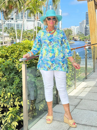 TROPIC GREEN ASYMMETRIC TOP LULU-B