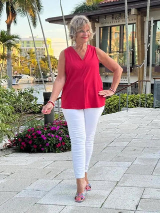 LULU-B RED TAILORED V TANK LULU-B