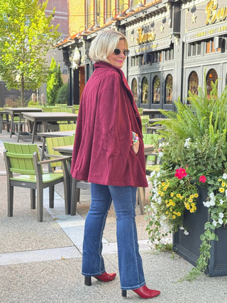 BURGUNDY Womens Cape Poncho Coat Cathys Place