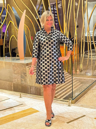 LULU-B BLACK AND SILVER RUFFLE DRESS LULU-B