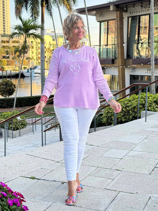 LULU-B LILAC ALL YOU NEED CEW NECK SWEATER LULU-B