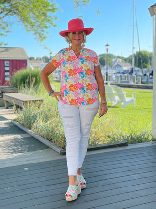 PALM BEACH GARDEN SHORT SLEEVE TOP LULU-B
