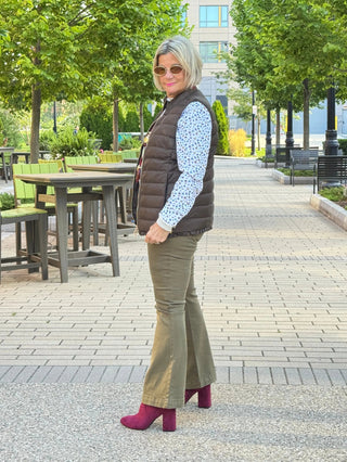 LULU-B OLIVE SHORT   PUFFER VEST LULU-B