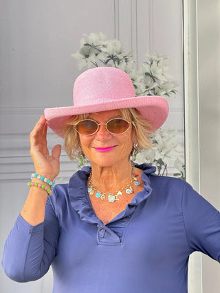 NAVY 3/25 RUFFLE TOP LULU-B