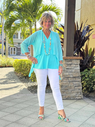 AQUA MESH RUFFLE WRAP LULU-B