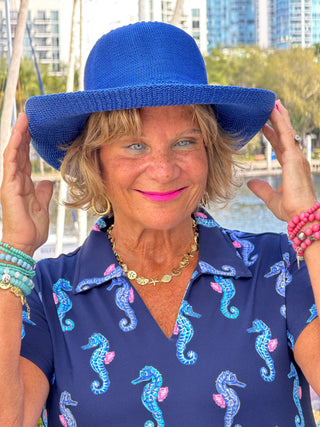 LULU B MIDNIGHT REEF SHORT SLEEVE V-NECK COLLAR TOP LULU-B