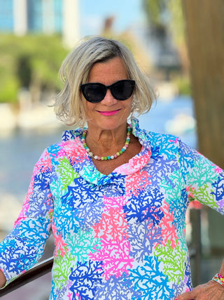 SALINA REEF RUFFLE SLEEVE TOP LULU-B