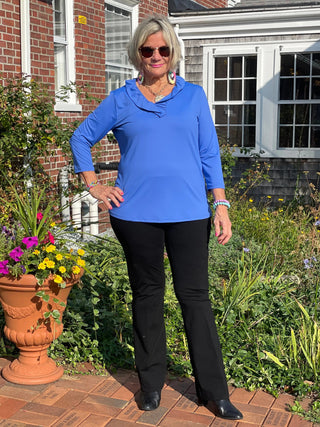 LULU-B BLUE SOLID RUFFLE TOP LULU-B