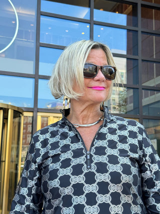 LULU-B BLACK & SILVER METALLIC ZIPPER DRESS LULU-B