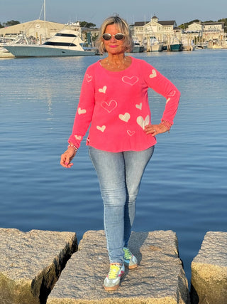HOT PINK HEART SWEATER LULU-B