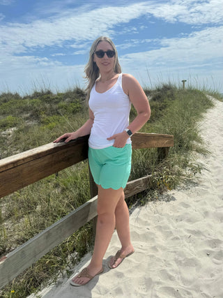 LULU-B SIESTA  GREEN SCALLOP SHORTS LULU-B