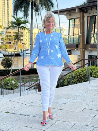 LULU-B LIGHT BLUE STAR SWEATER LULU-B