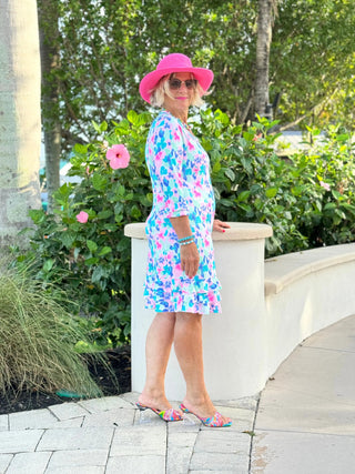 PINK PETALS  RUFFLE SLEEVE DRESS LULU-B