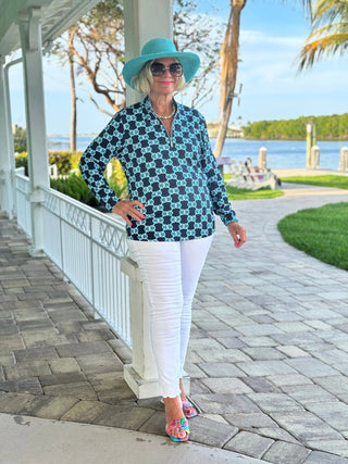 BLUE MEDALLION HALF ZIPPER LULU-B